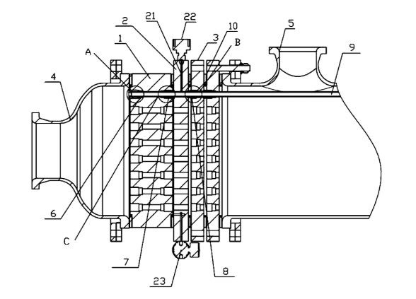 碳化硅換熱器外側密封裝置發明 碳化硅換熱器外側密封裝置發明